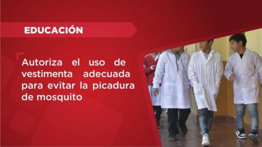 Educación autoriza el uso de vestimenta adecuada para evitar la picadura de mosquito