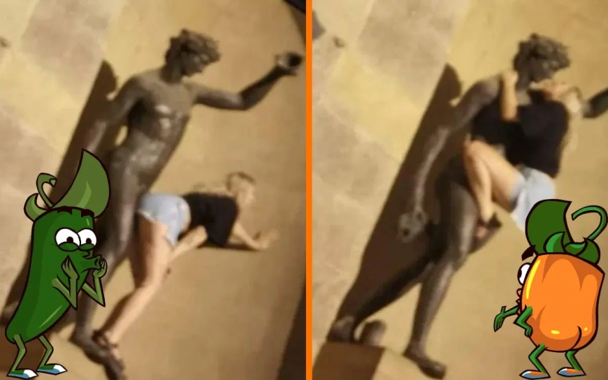 ITALIA - Escándalo en Italia: una turista simuló tener relaciones sexuales con la estatua del dios romano Baco