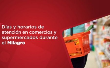 Días y horarios de atención en comercios y supermercados durante el Milagro