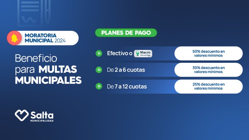 Desde este lunes está vigente la Moratoria Municipal 2024