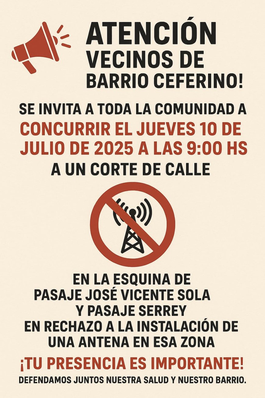 Vecinos de barrio Ceferino se oponen a la instalación de una antena de Claro sin previo aviso