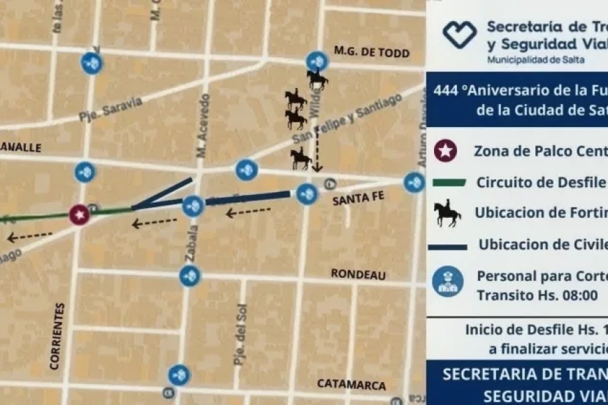 Así será el operativo de tránsito por los actos por el aniversario de la fundación de Salta