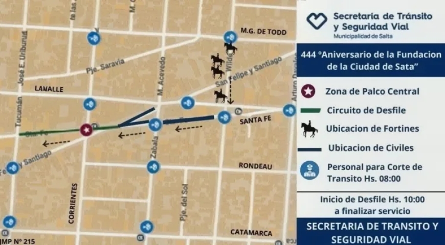 Así será el operativo de tránsito por los actos por el aniversario de la fundación de Salta